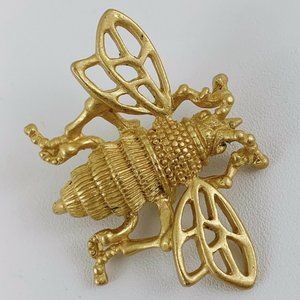 Vintage Bumble Bee Insect Bug Gold Tone Brooch Pin